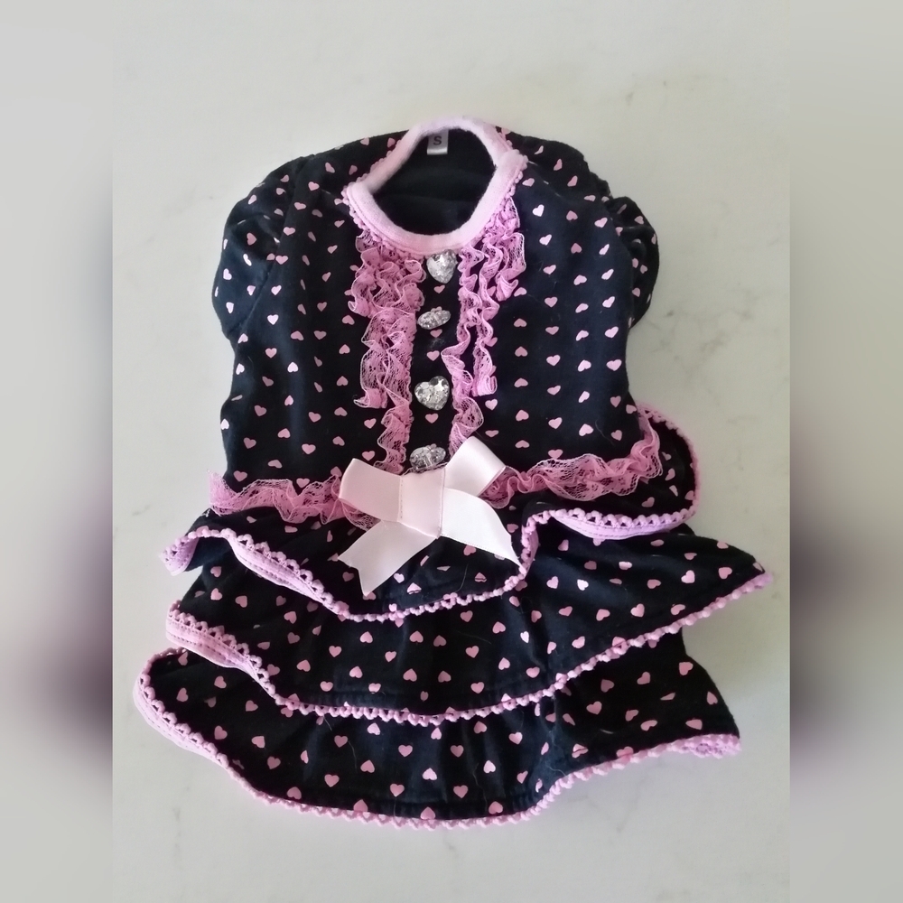 Black and Pink Heart Dress with Bow
